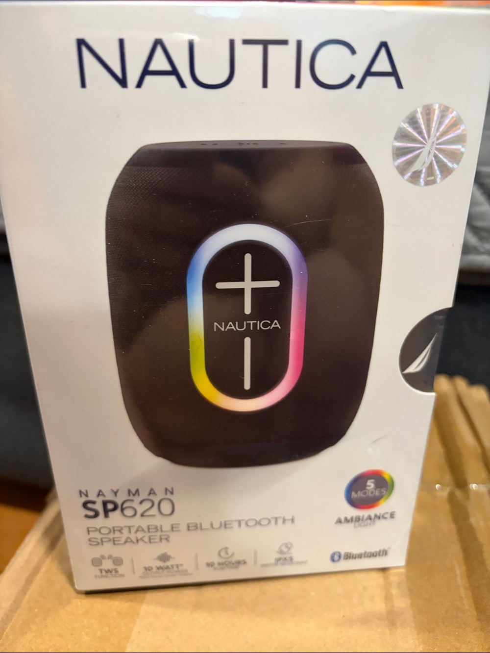 Nautica Black Portable Bluetooth Speaker with Rainbow LED Ring